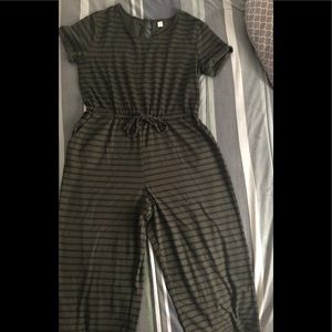 Green and black stripped romper